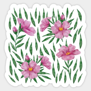 Elegant watercolor pink and green florals Sticker